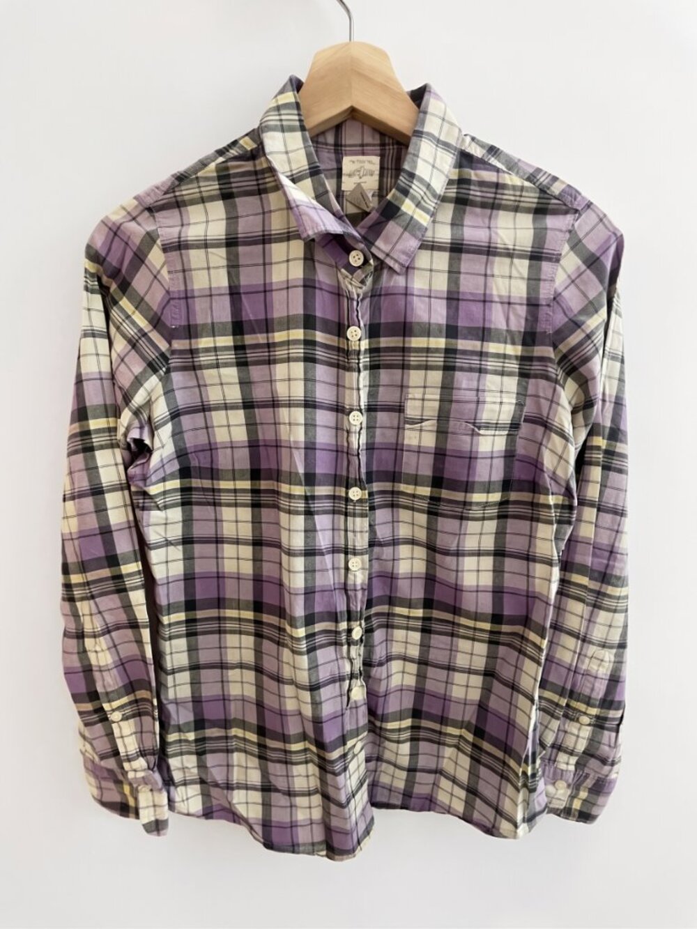 J.Crew Purple Plaid Cotton Button-Down Shirt Size XS